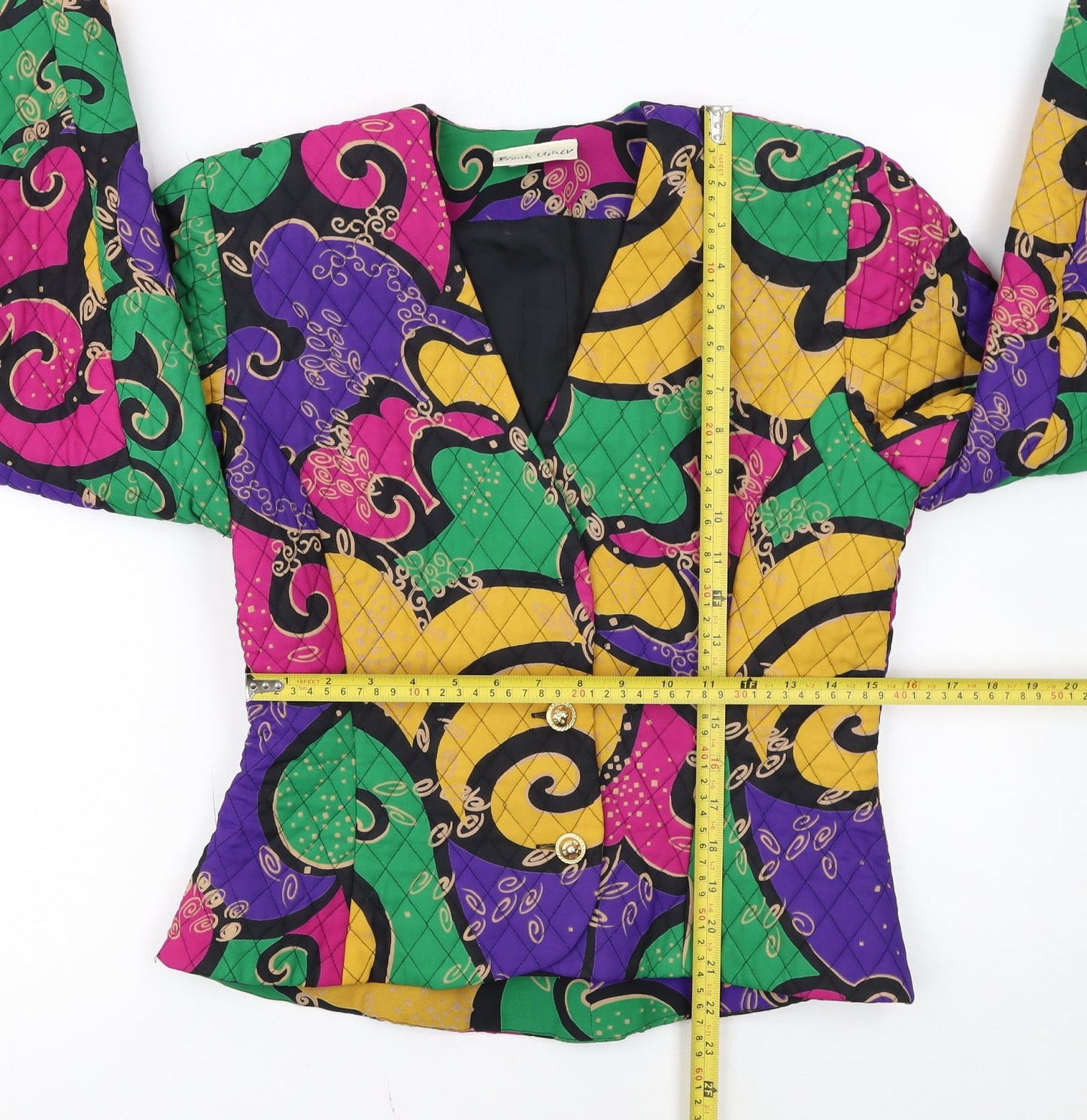 Frank Usher Womens Multicoloured Size 14 Vintage Geometric Blazer Jacket