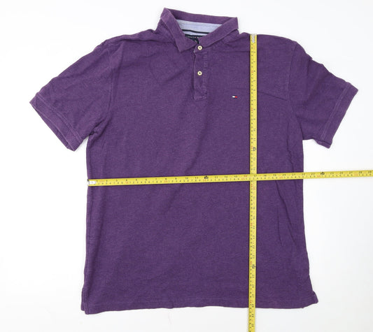 Tommy Hilfiger Men's Purple XL Custom Fit Cotton Polo Shirt