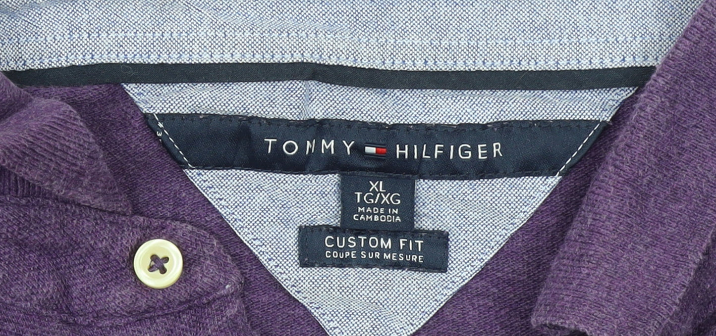 Tommy Hilfiger Men's Purple XL Custom Fit Cotton Polo Shirt