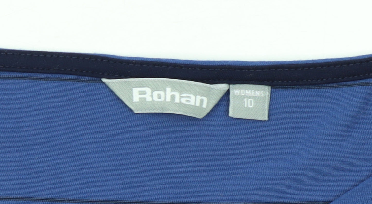 Rohan Women's Blue Striped Long Sleeve Polyester T-Shirt Size 10