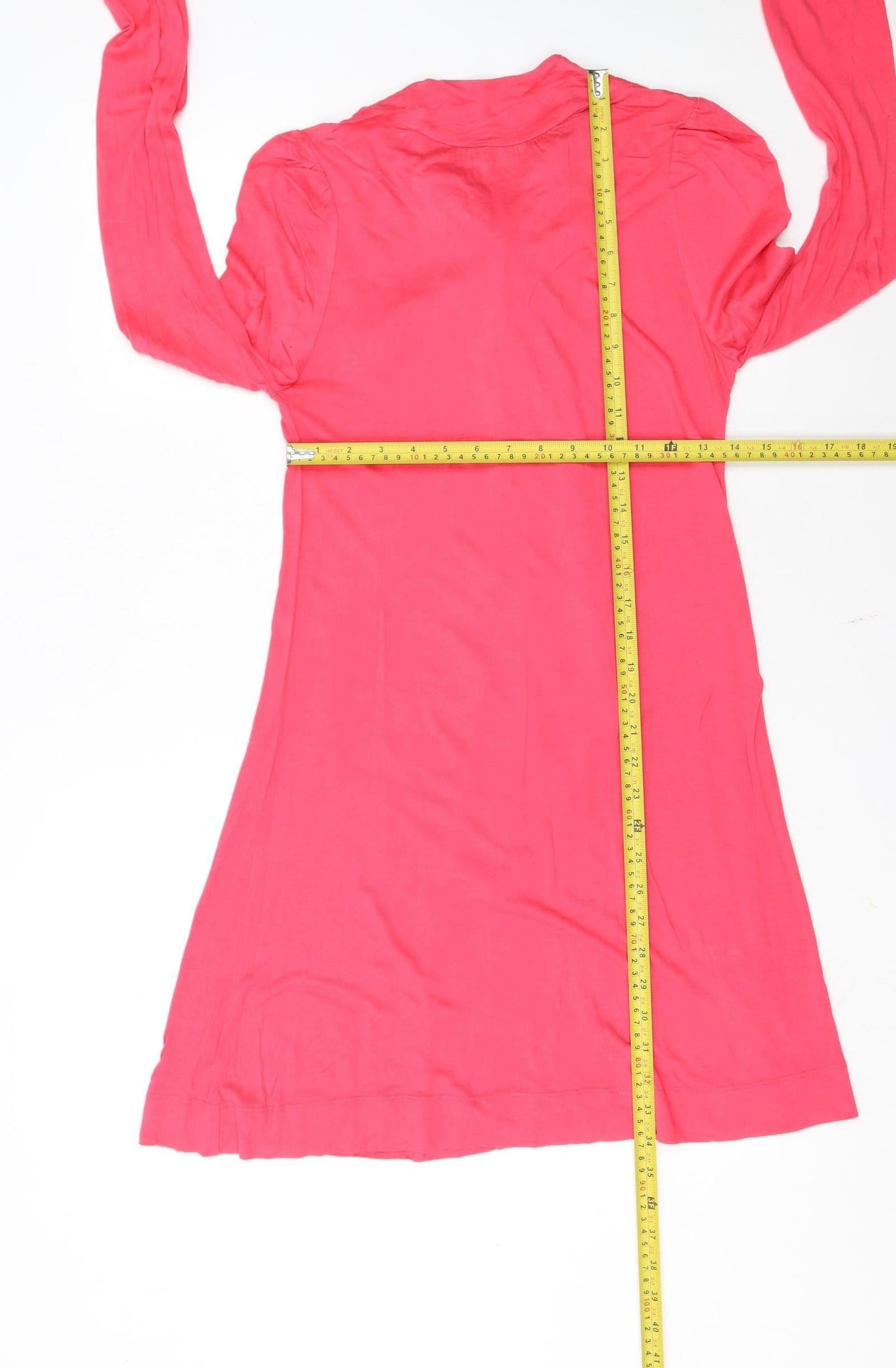 French Connection Women Pink Size 8 Long Sleeve Bow Tie Shift Dress