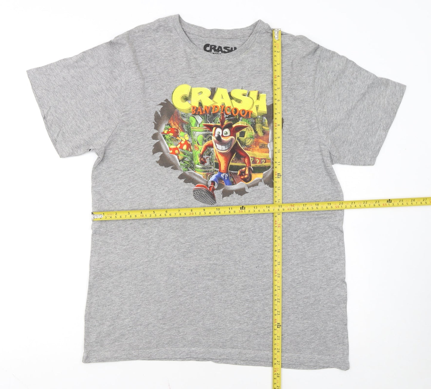 Crash Bandicoot Grey Graphic Men's T-Shirt Medium Cotton Regular Fit