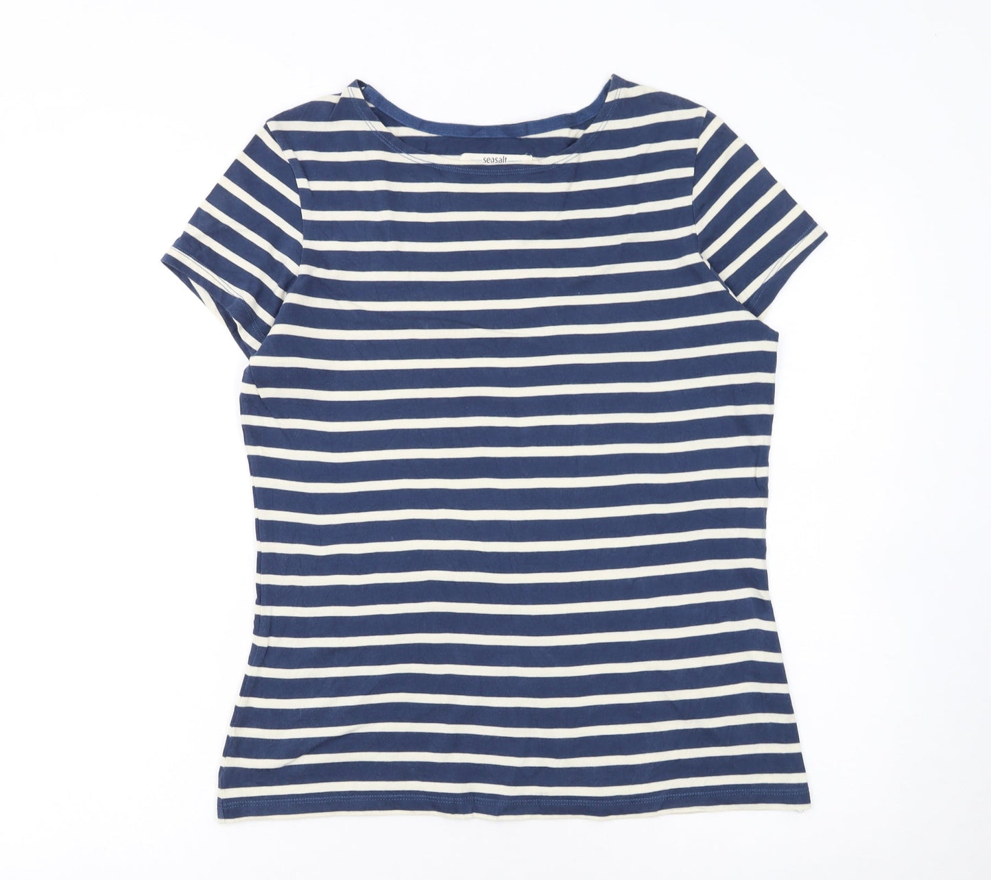 Seasalt Cornwall Womens Blue Striped Organic Cotton T-Shirt UK 12