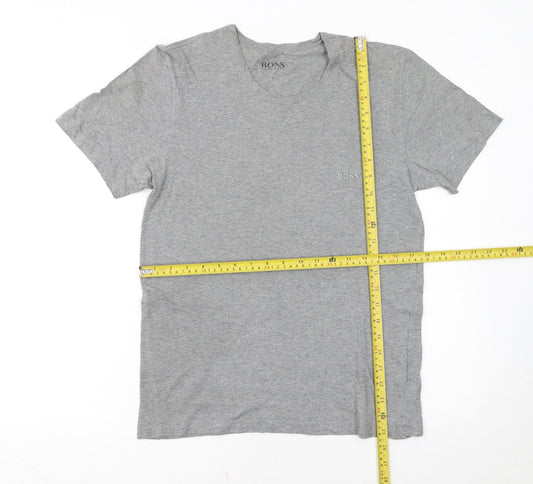 Hugo Boss Men's Grey Cotton Crew Neck Short Sleeve T-Shirt Size S