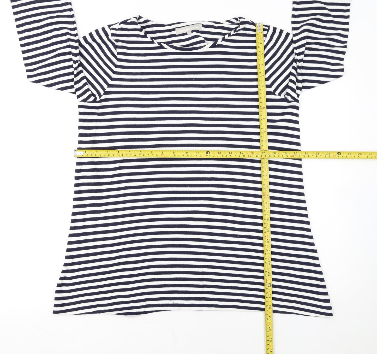 Fenn Wright Manson Women Navy White Stripe Tunic L Cotton Top