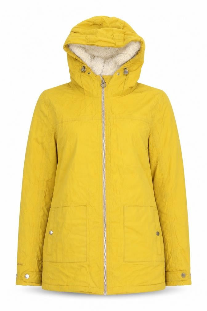 Regatta Women's Yellow Hooded Parka Jacket Size 10 Lined Waterproof Coat