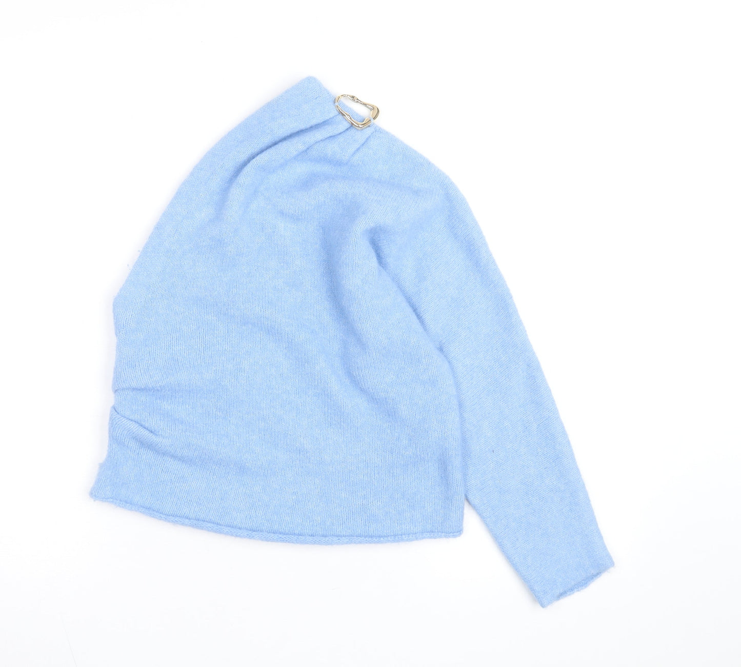 Zara Women Blue Wool Blend Asymmetrical Pullover Jumper Size 12