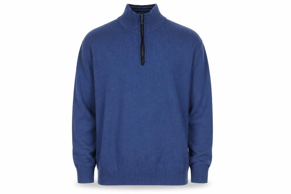 Maine New England Men’s Blue Wool Blend 1/2 Zip Jumper Size L