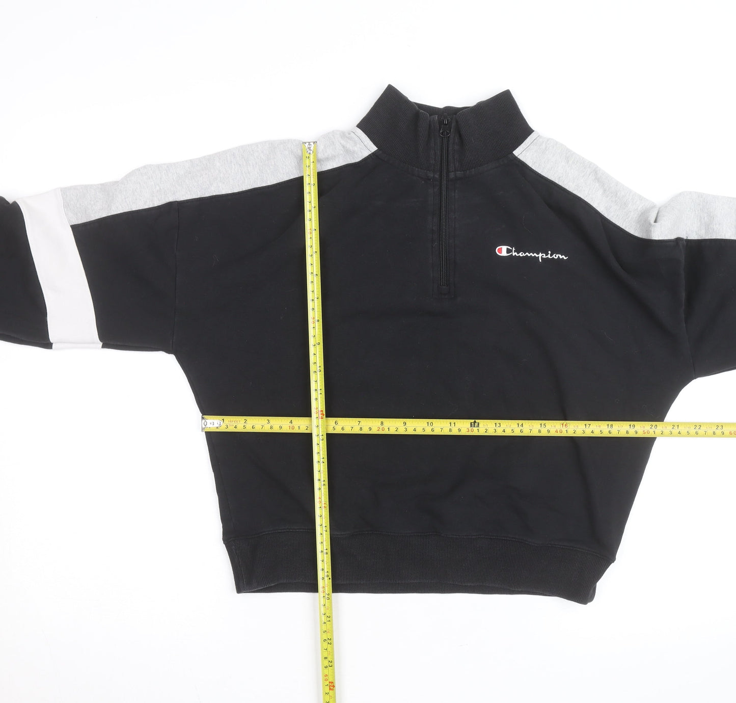 Champion Men's Black Grey 1/4 Zip Sweatshirt M Sports Fleece