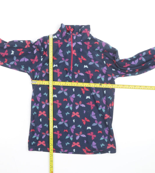 Mountain Warehouse Girls Blue Fleece 1/2 Zip Pullover Sweatshirt 9-10 Years