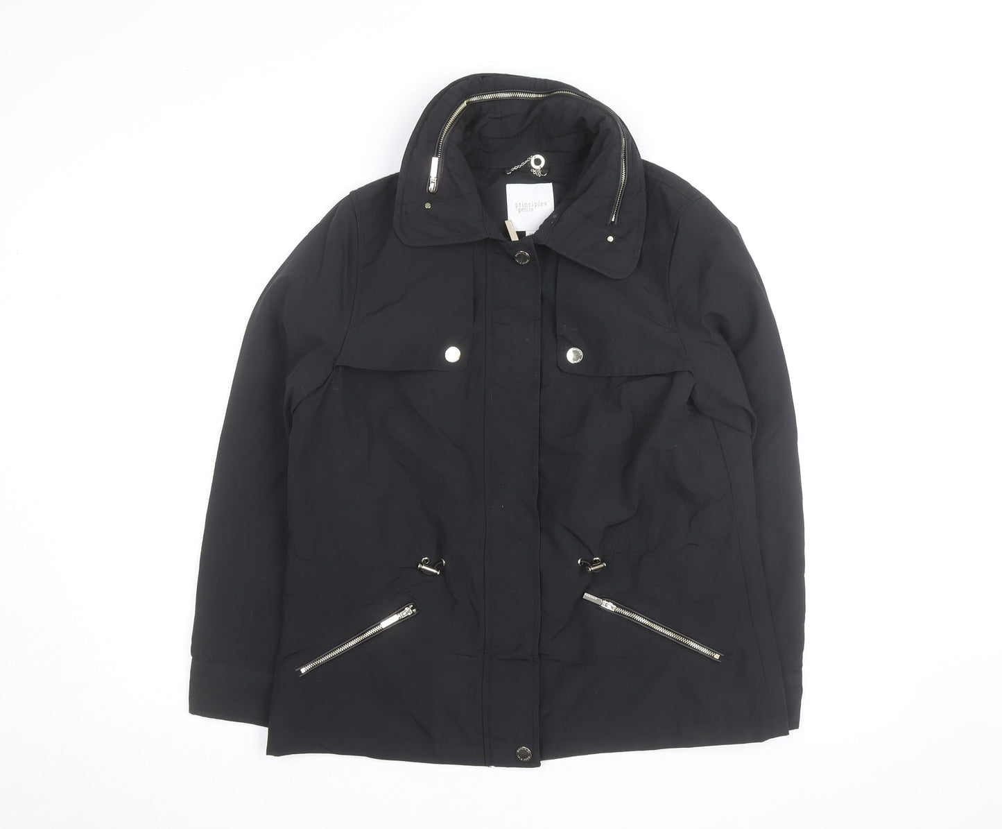 Principles Petite Womens Black Size 12 Mid-Length Anorak Jacket
