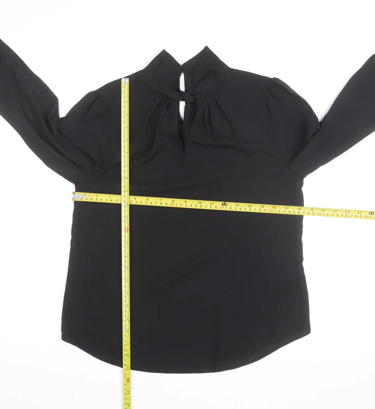 Dorothy Perkins Women Black High Neck Long Sleeve Tunic Blouse Size 8