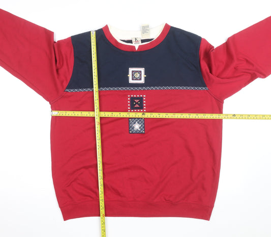 Koret Wear Womens Red & Navy Long Sleeve Pullover Sweatshirt Size 14-16