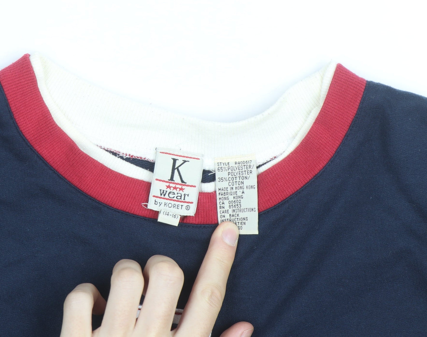 Koret Wear Womens Red & Navy Long Sleeve Pullover Sweatshirt Size 14-16