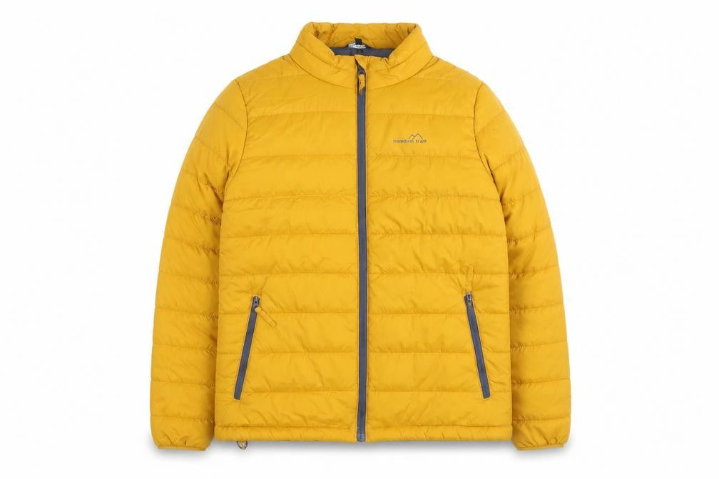 Freedom Trail Womens Yellow Puffer Jacket Size 12 Full Zip Lightweight