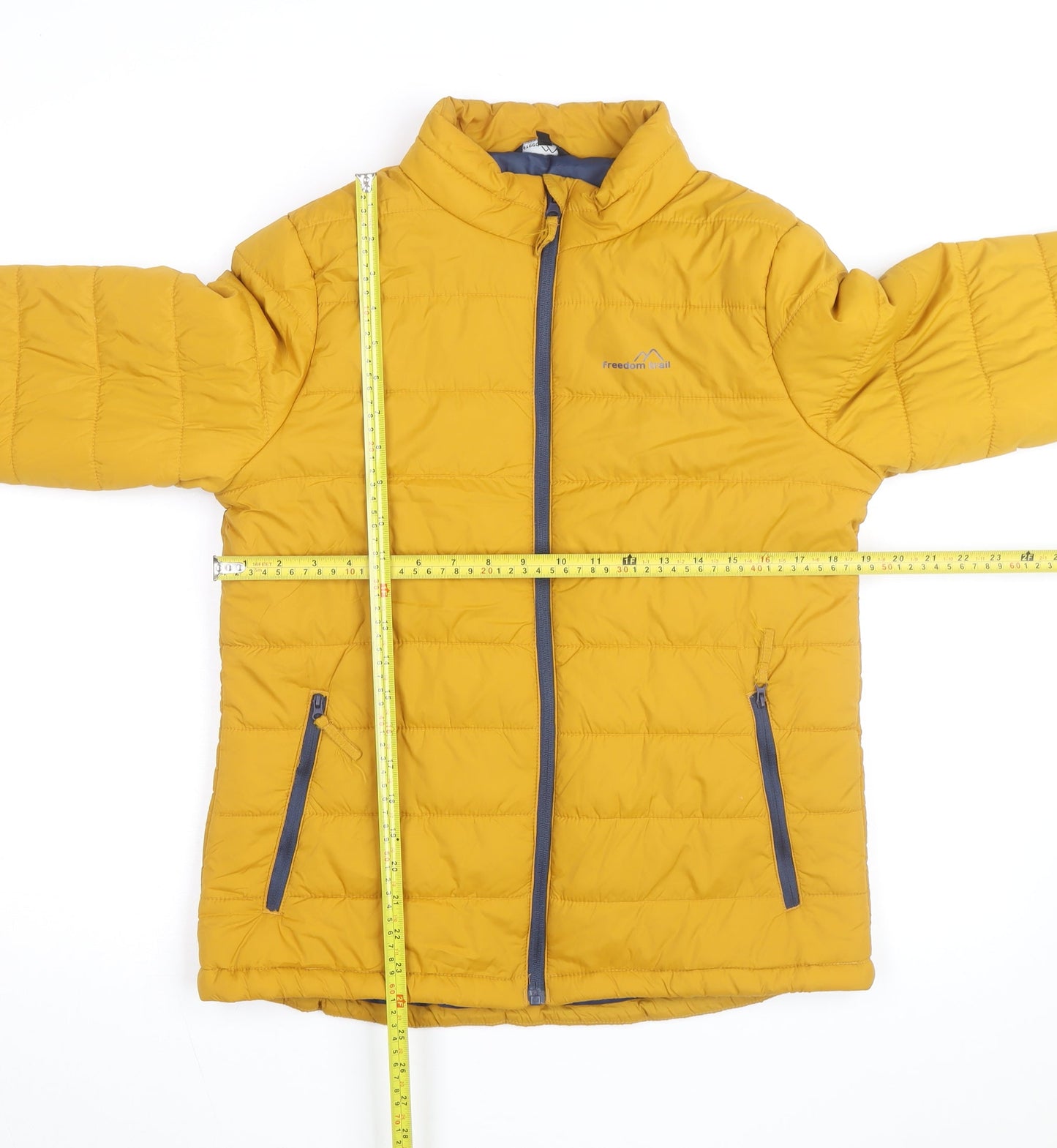 Freedom Trail Womens Yellow Puffer Jacket Size 12 Full Zip Lightweight