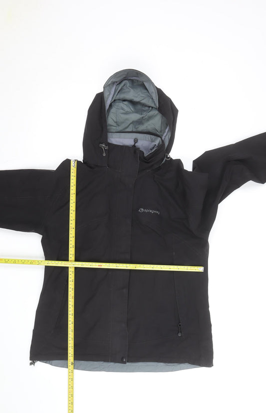 Sprayway Womens Black Waterproof Hooded Parka Jacket Size 12
