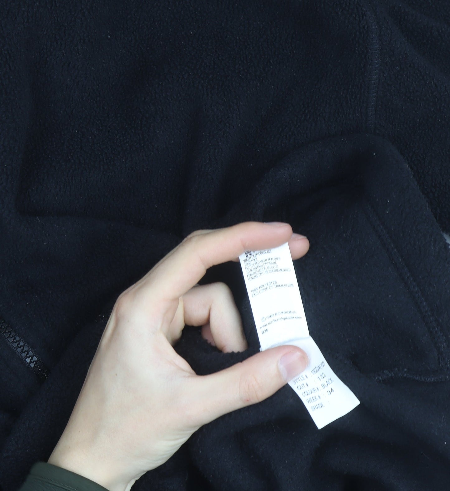 Marks and Spencer Men's Black Fleece Full Zip Jacket Size L