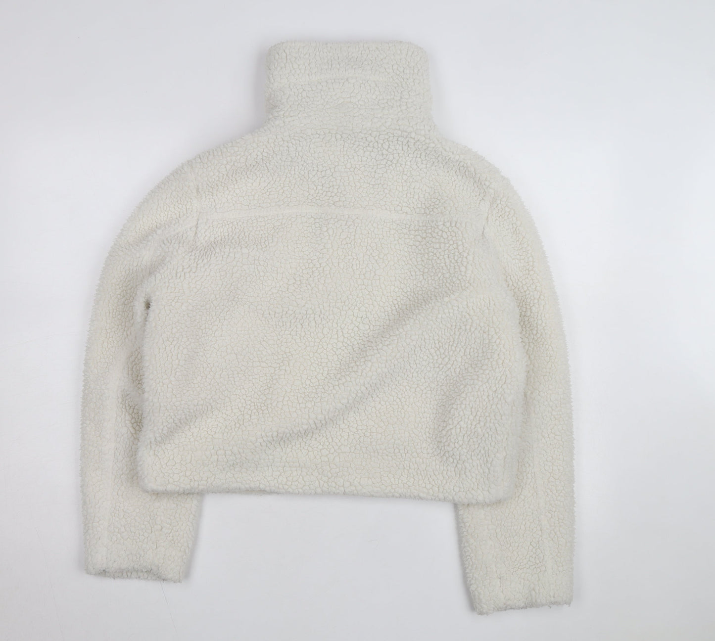 Miss Selfridge Women Ivory Faux Fur Belted Bomber Jacket Size 12