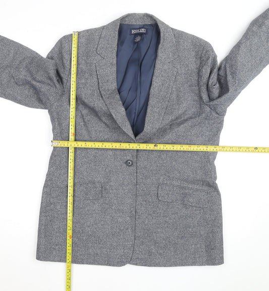 Lands' End Women Blue Linen Cotton Classic Blazer Size 12