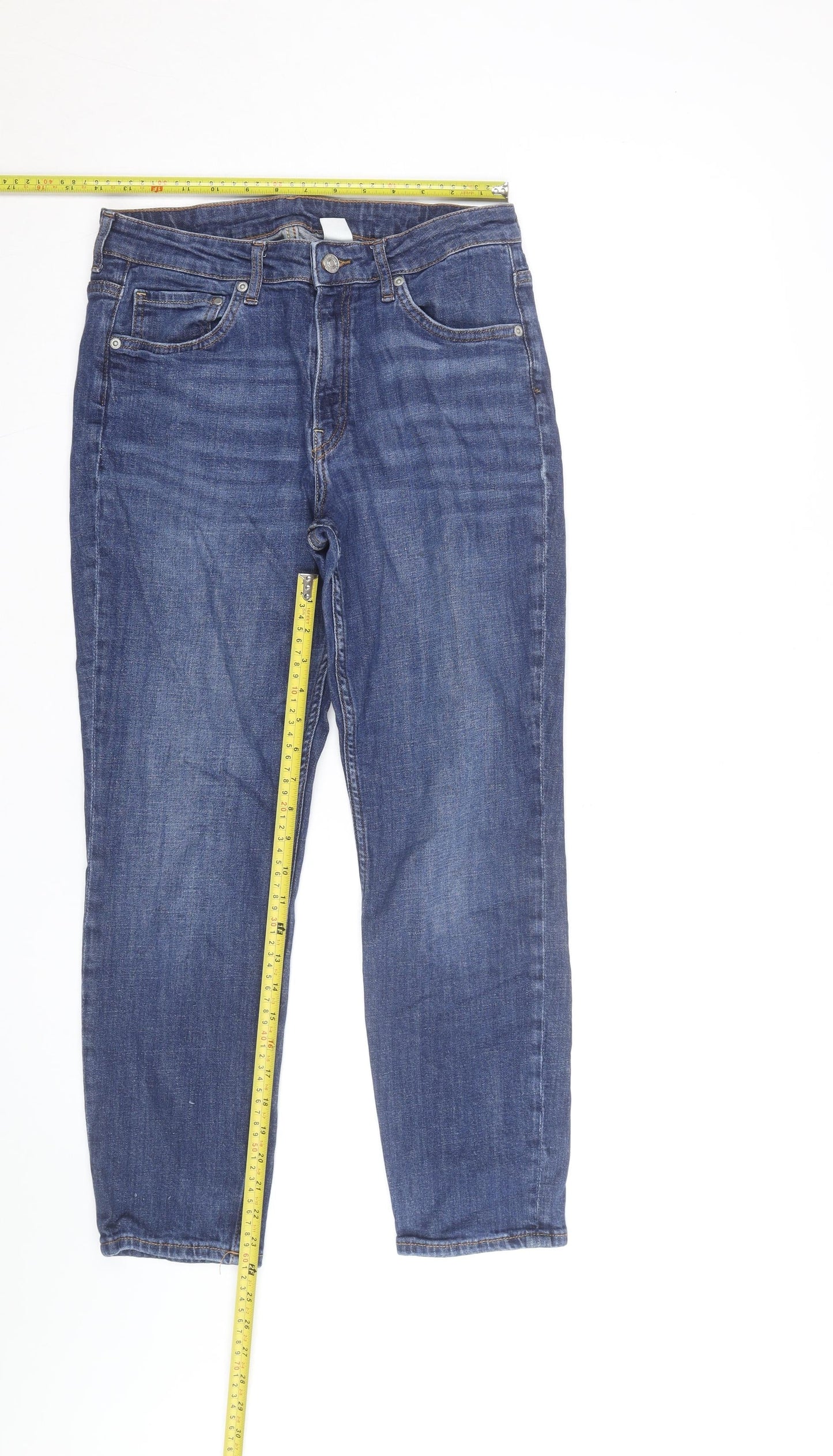 H&M Women Blue Size 12 Boyfriend Regular Fit Jeans