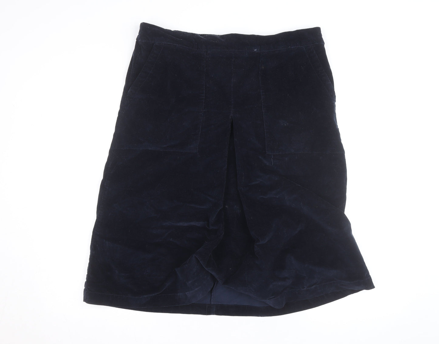 Cotton Traders Womens Blue Corduroy Knee Length Skirt Size 16