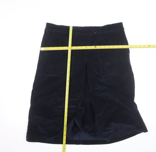 Cotton Traders Womens Blue Corduroy Knee Length Skirt Size 16