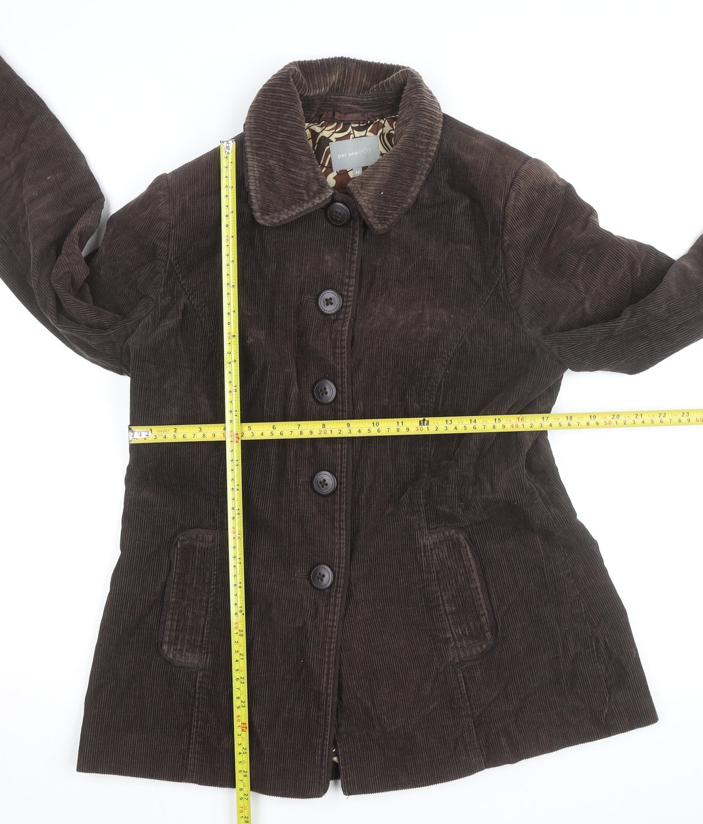 Marks and Spencer Per Una Women Brown Corduroy Jacket Size 14