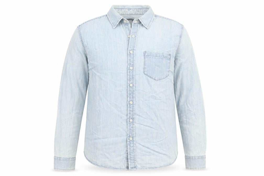 Talbots Men Blue Long Sleeve Denim Button-Up Casual Shirt Size L