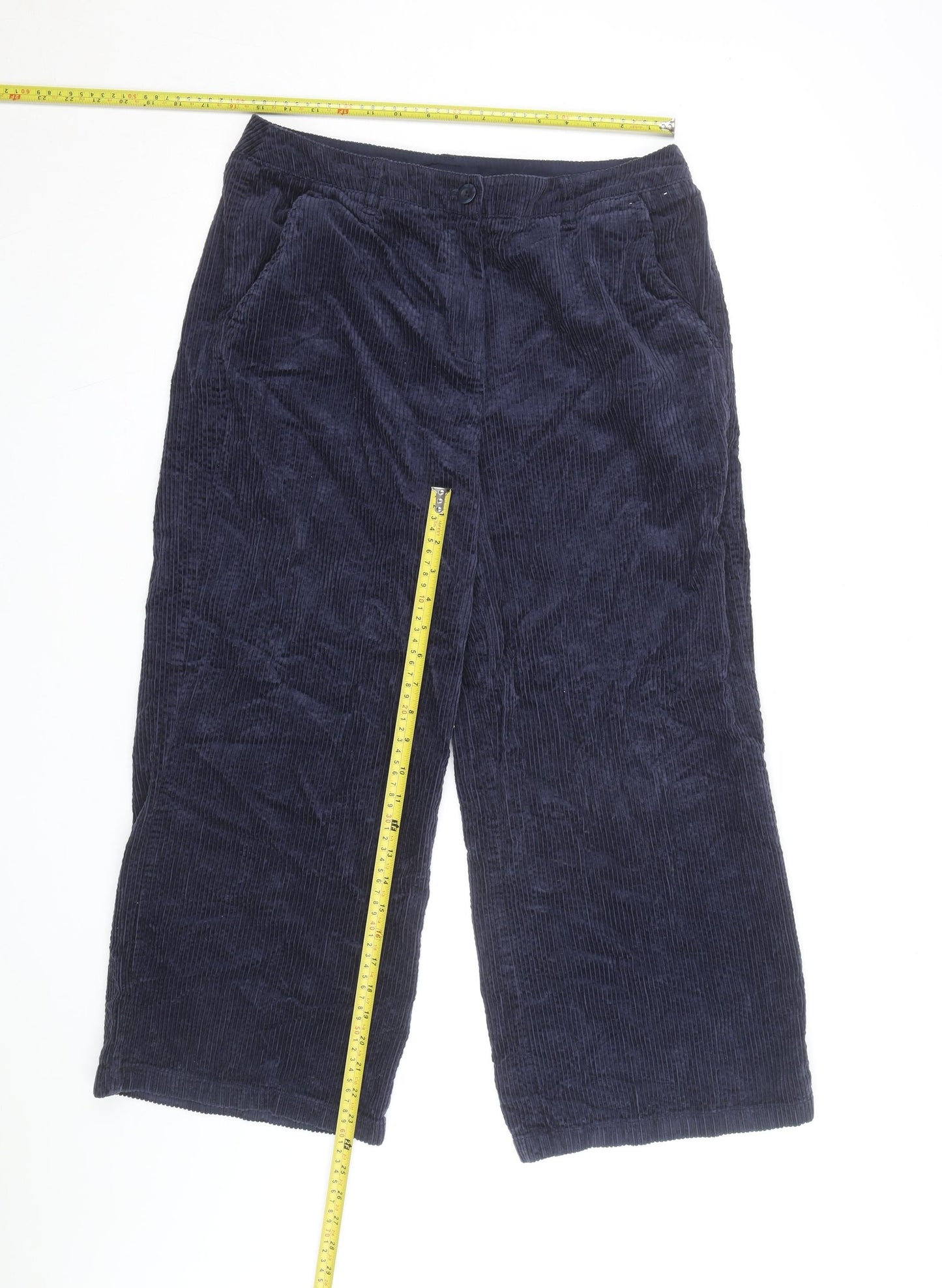 Seasalt Cornwall Women Navy Corduroy Trousers Size L Organic Cotton