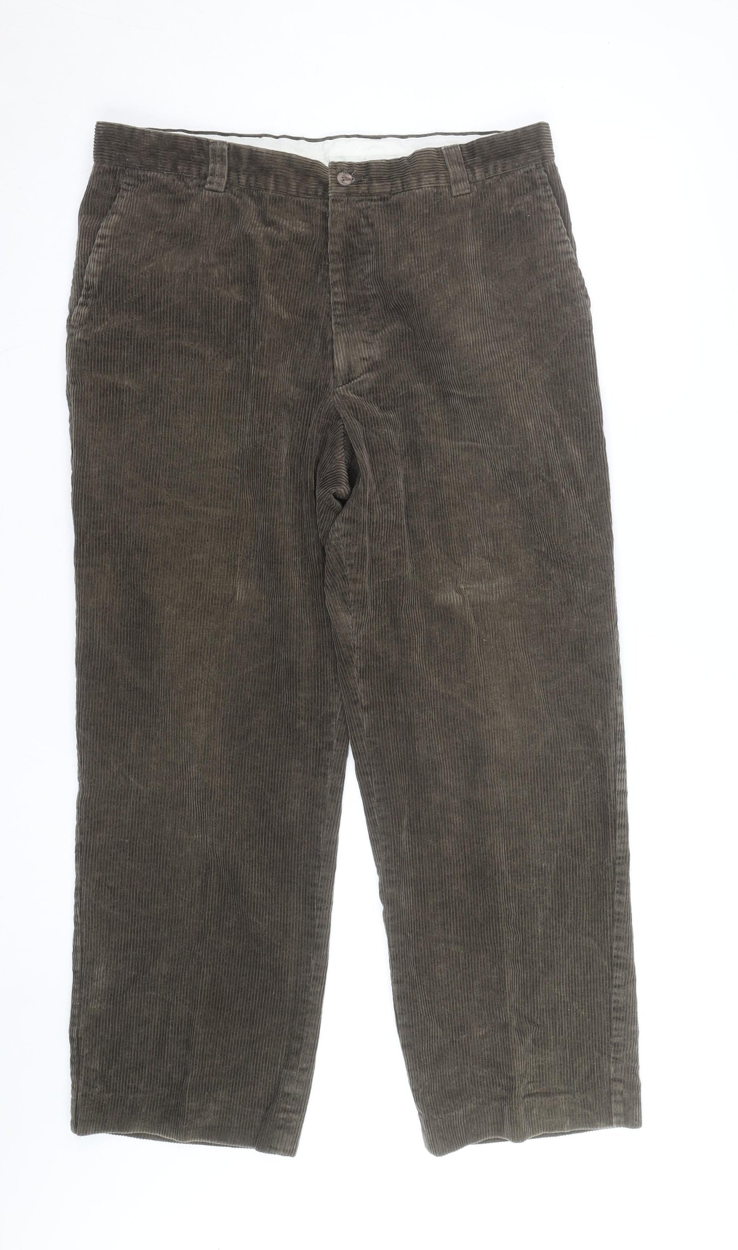Farah Men’s Brown Corduroy Regular Fit Trousers 32W 30L