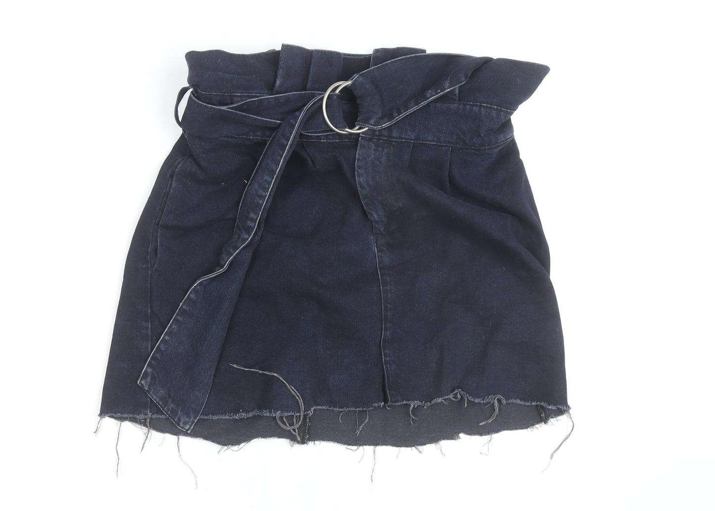 ASOS Women’s Blue Denim A-Line Mini Skirt Size 14 Belted High Rise