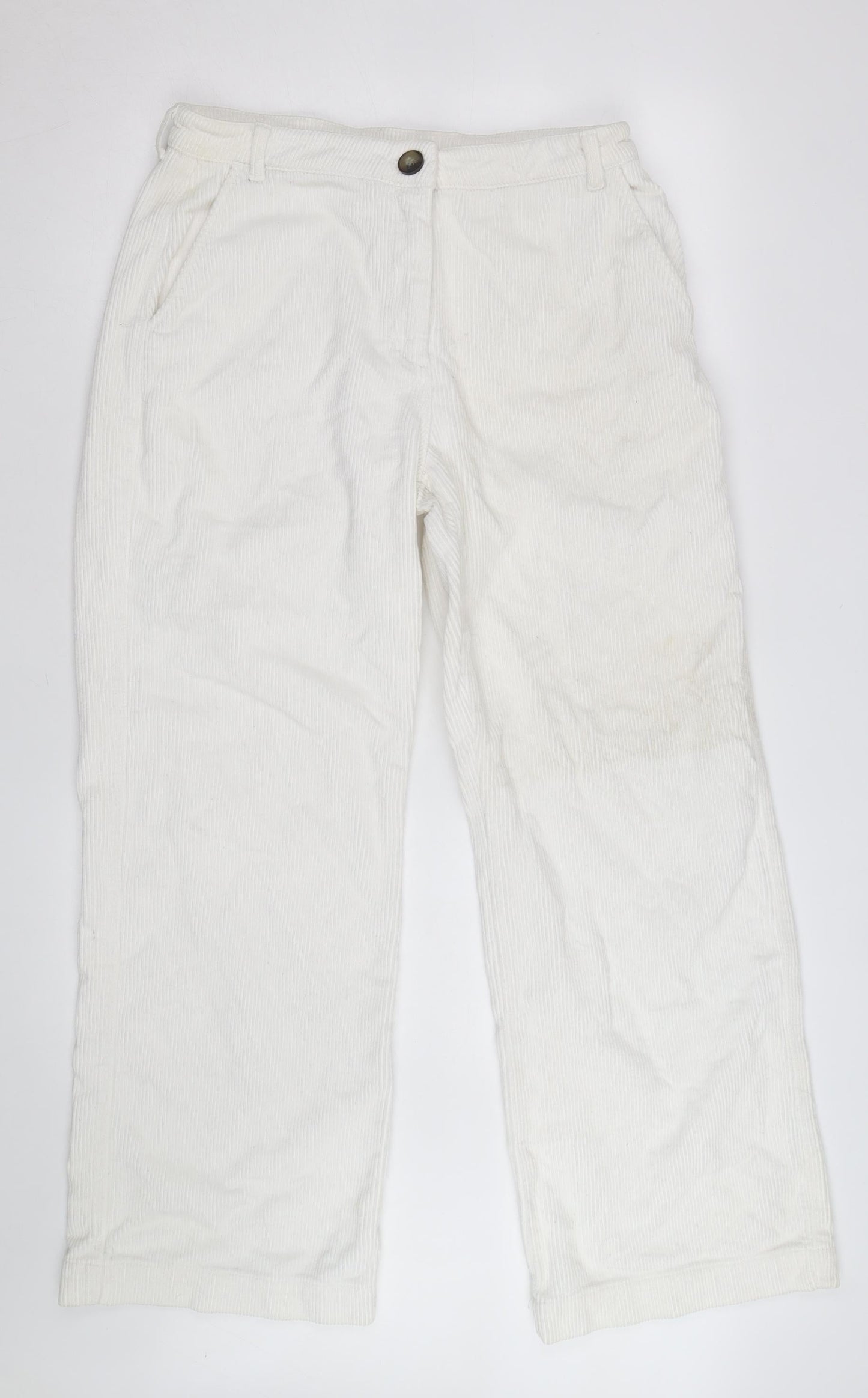 Oliver Bonas Women White Corduroy Chino Trousers Size 14