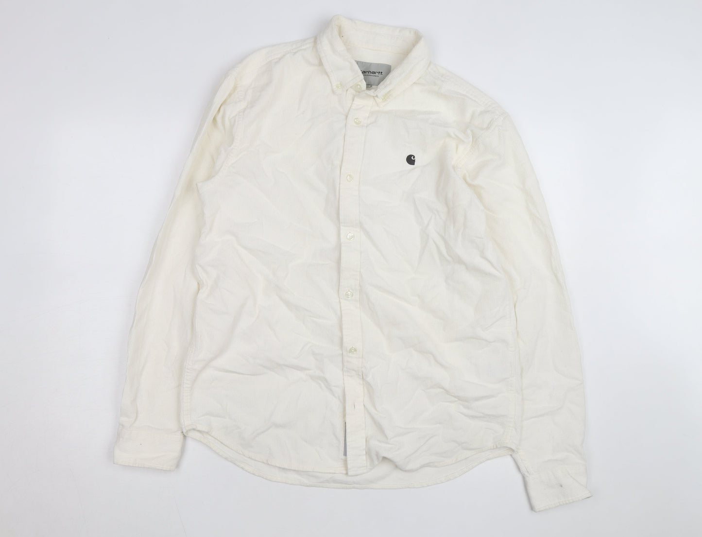 Carhartt Men’s Ivory Corduroy Button-Up Long Sleeve Shirt M