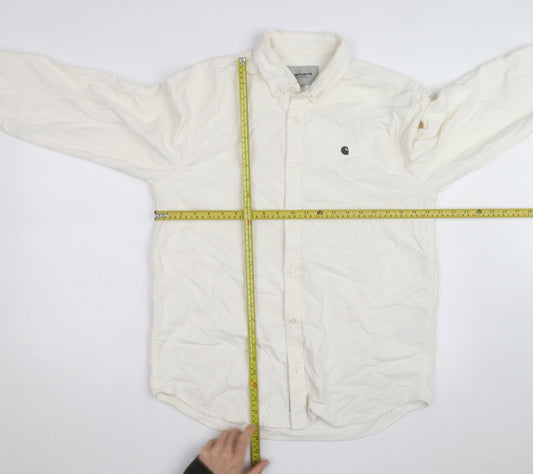 Carhartt Men’s Ivory Corduroy Button-Up Long Sleeve Shirt M