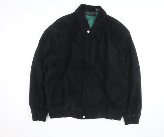 Galleria Benson & Hedges Men's Black Leather Bomber Jacket M