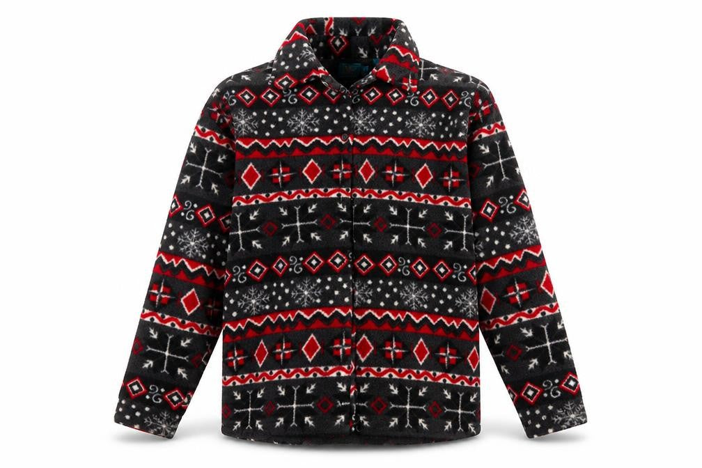 Weekend Edition Men's Multicoloured Fleece Jacket Size M Fair Isle Pattern
