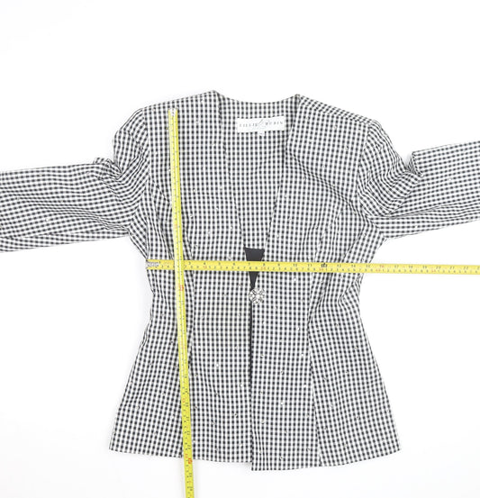 Lillie Rubin Women's Black Check Fitted Blazer Size 10 Vintage Classic