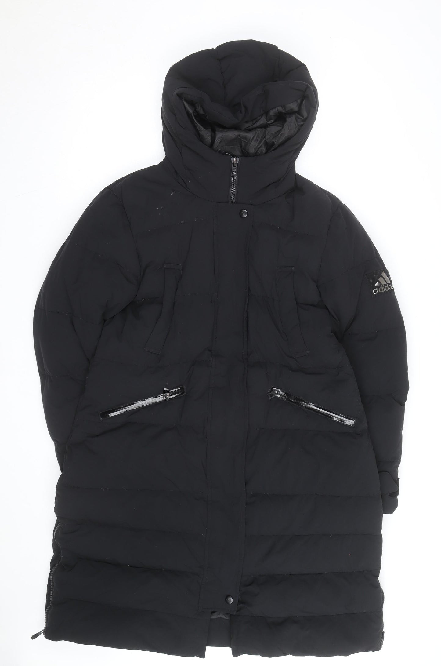 Adidas Womens Black Long Hooded Puffer Coat XL Winter Jacket