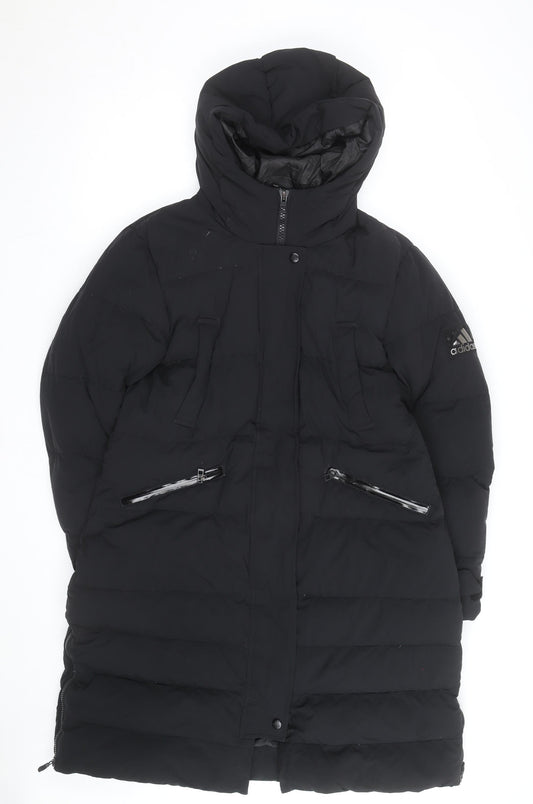 Adidas Womens Black Long Hooded Puffer Coat XL Winter Jacket