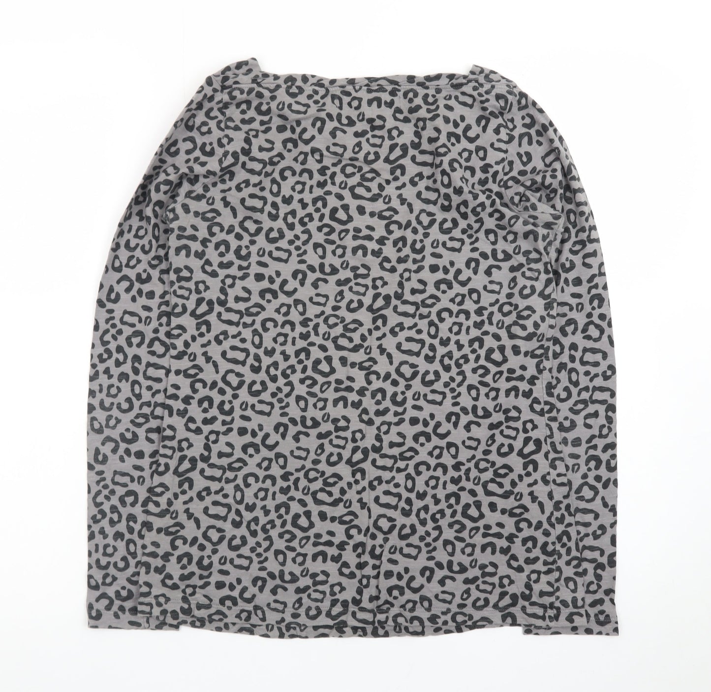Mudd & Water Women's Grey Animal Print Long Sleeve Cotton Top Size 8