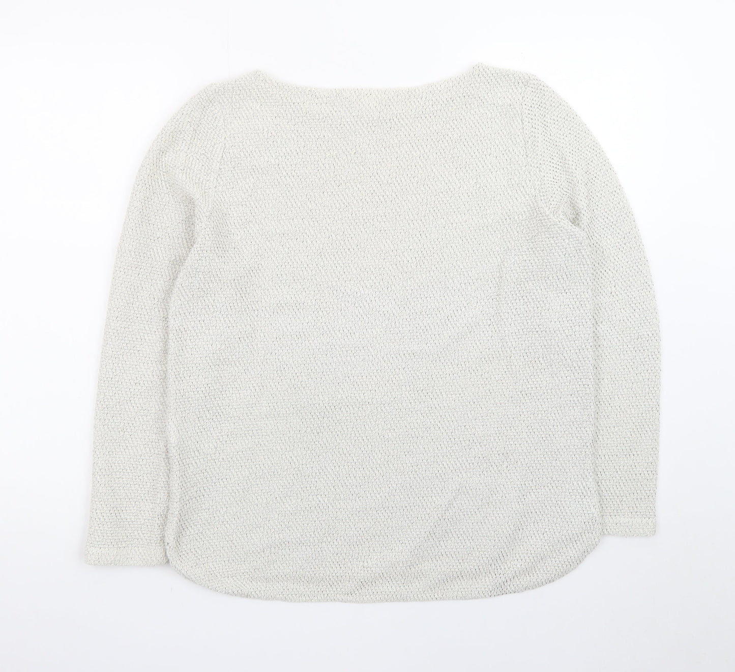 H&M Women Beige Cotton Knit Long Sleeve Pullover Top Size 12