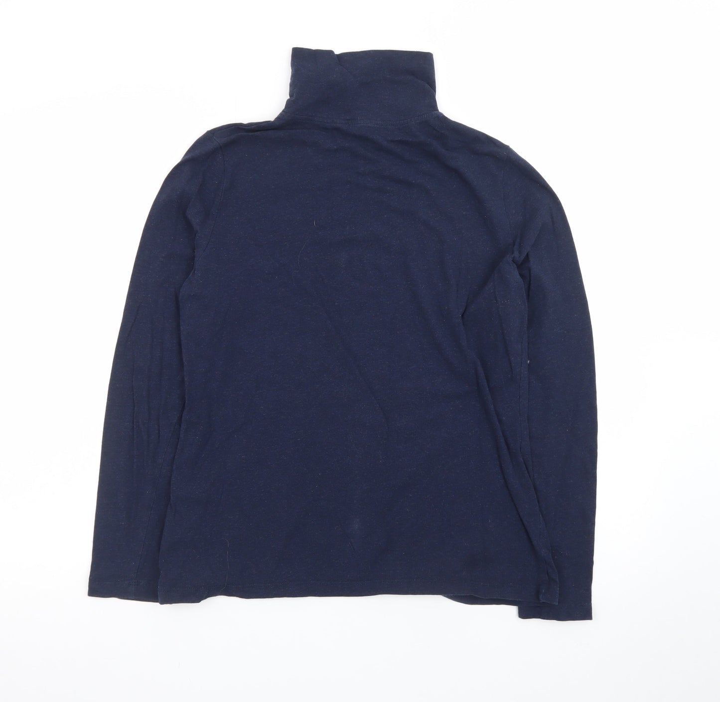 Seasalt Cornwall Women’s Blue Organic Cotton Roll Neck Top UK 12