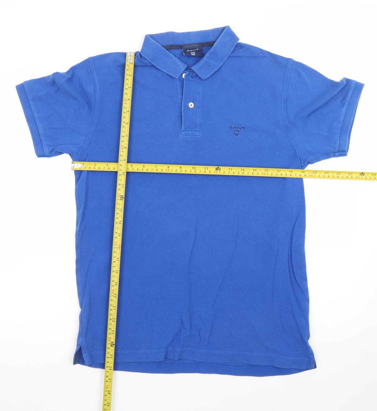 GANT Men’s Blue Cotton Short Sleeve Polo Shirt Medium