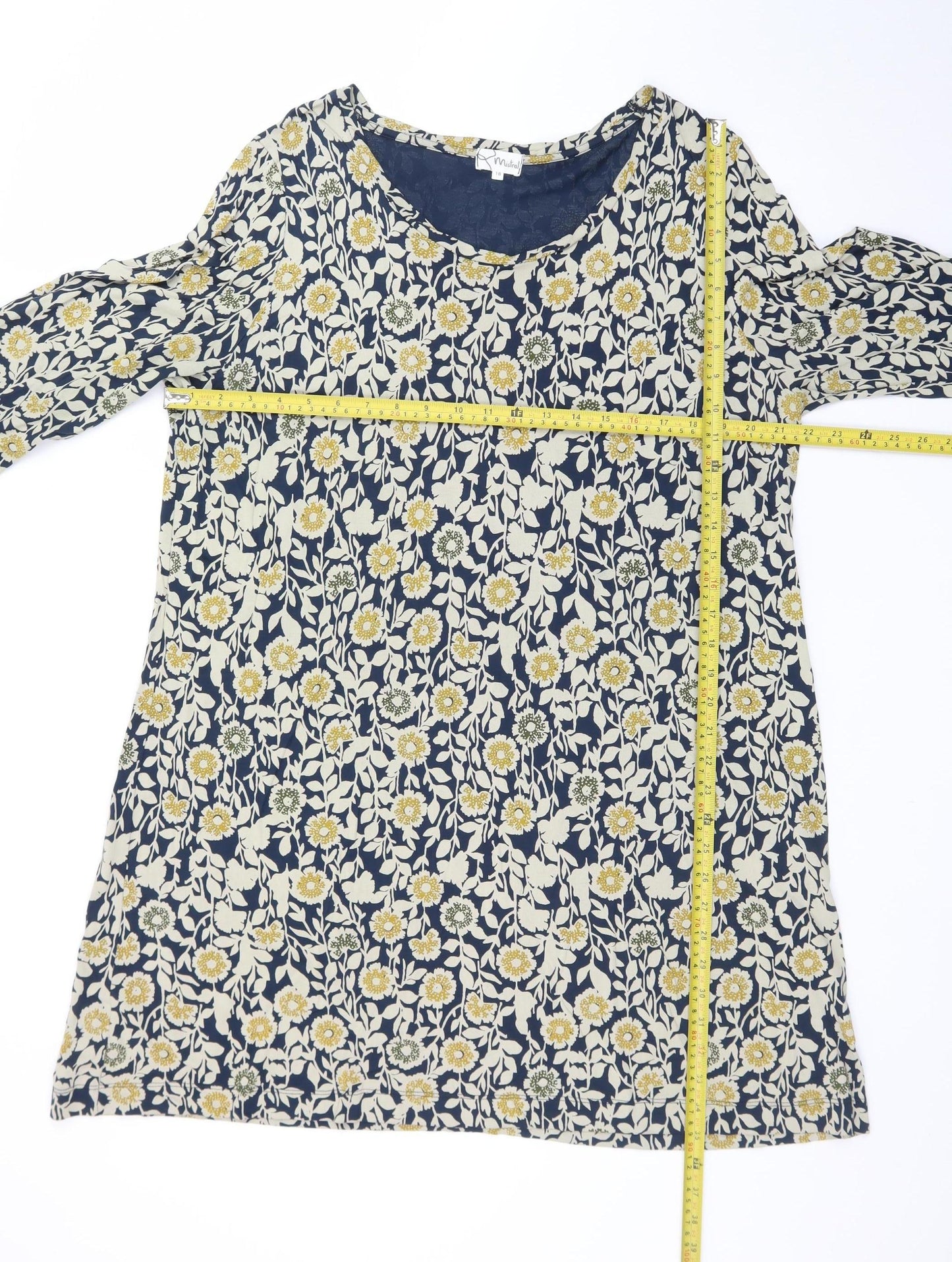 Mistral Womens Blue Floral Cotton Knee Length Shift Dress Size 18