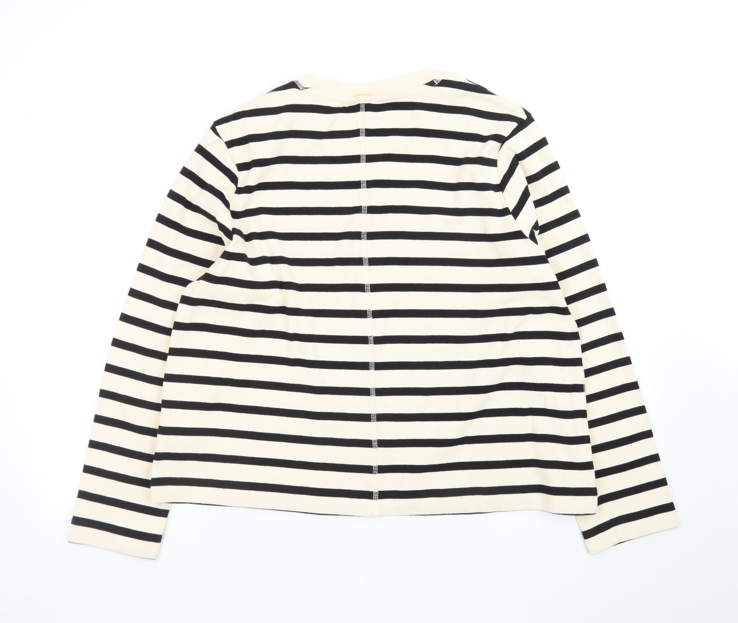 Marks and Spencer Women’s Black Striped Long Sleeve Cotton T-Shirt Size 18