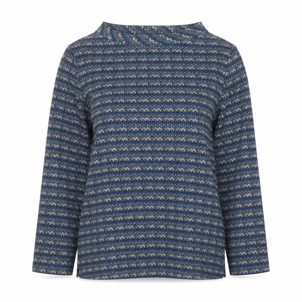 Seasalt Cornwall Women's Blue Fair Isle Organic Cotton Long Sleeve Top Size 8