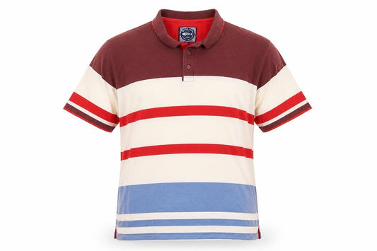 Weird Fish Men's Multicoloured 2XL Striped Cotton Polo Shirt
