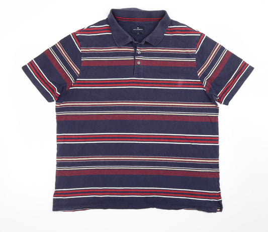 Marks and Spencer Blue Harbour Men's Blue Striped Cotton Polo Shirt XL