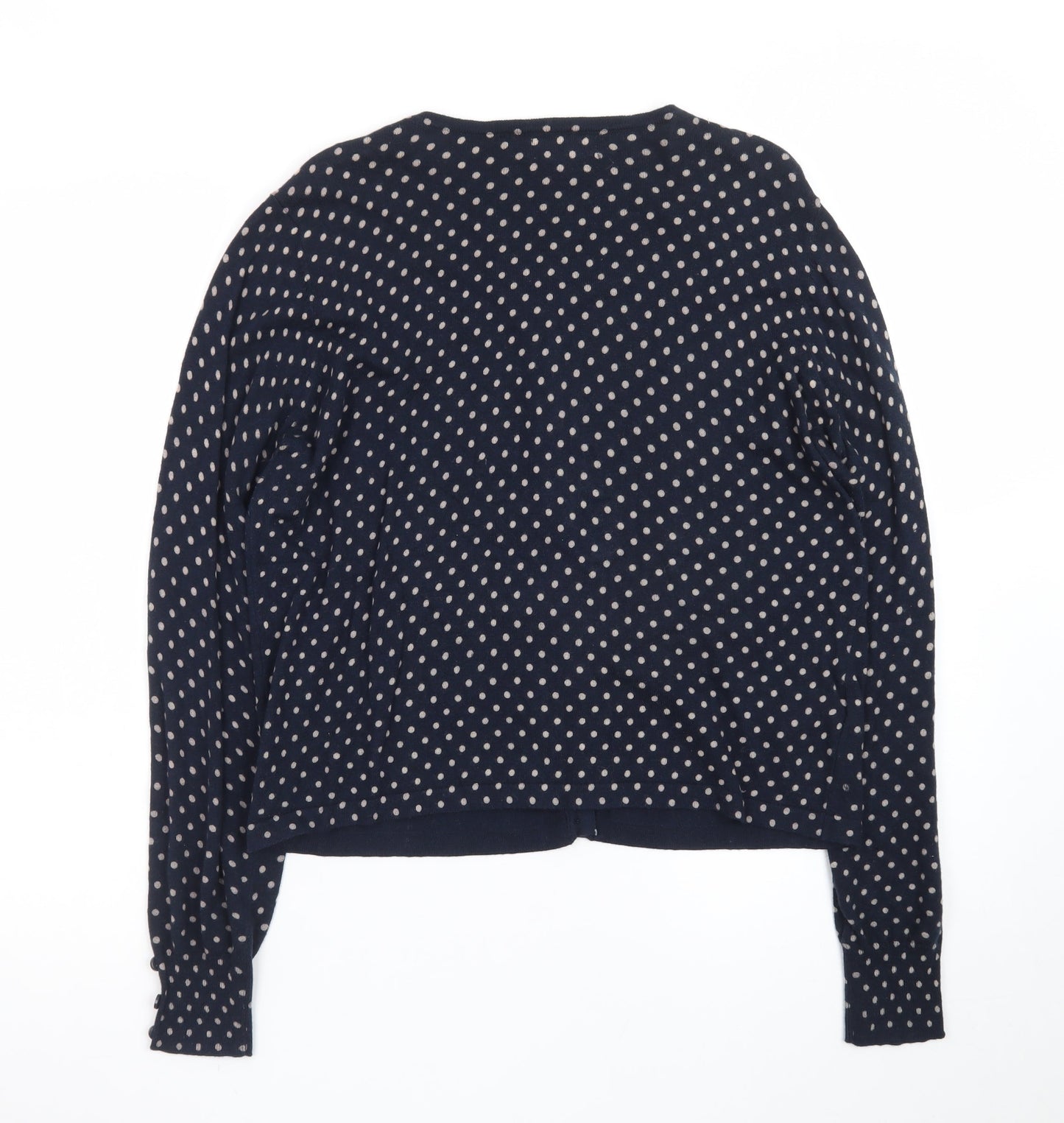 Next Women Blue Polka Dot Cardigan Size 14 Round Neck Knitwear